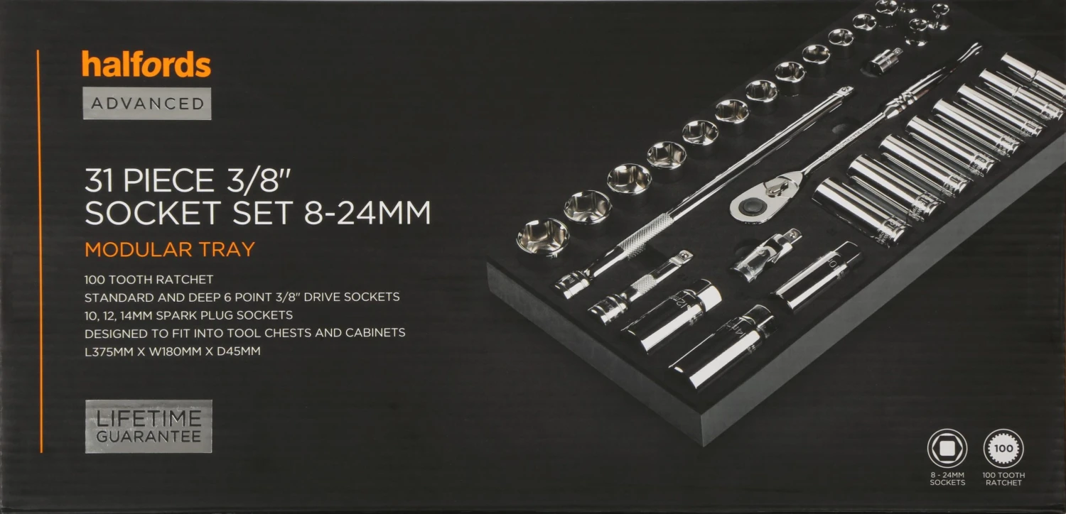 Halfords Advanced 31 Piece 3/8" Socket Set Modular Tray 4 Halfords Advanced 31 Piece 3/8" Socket Set Modular Tray - Image 4