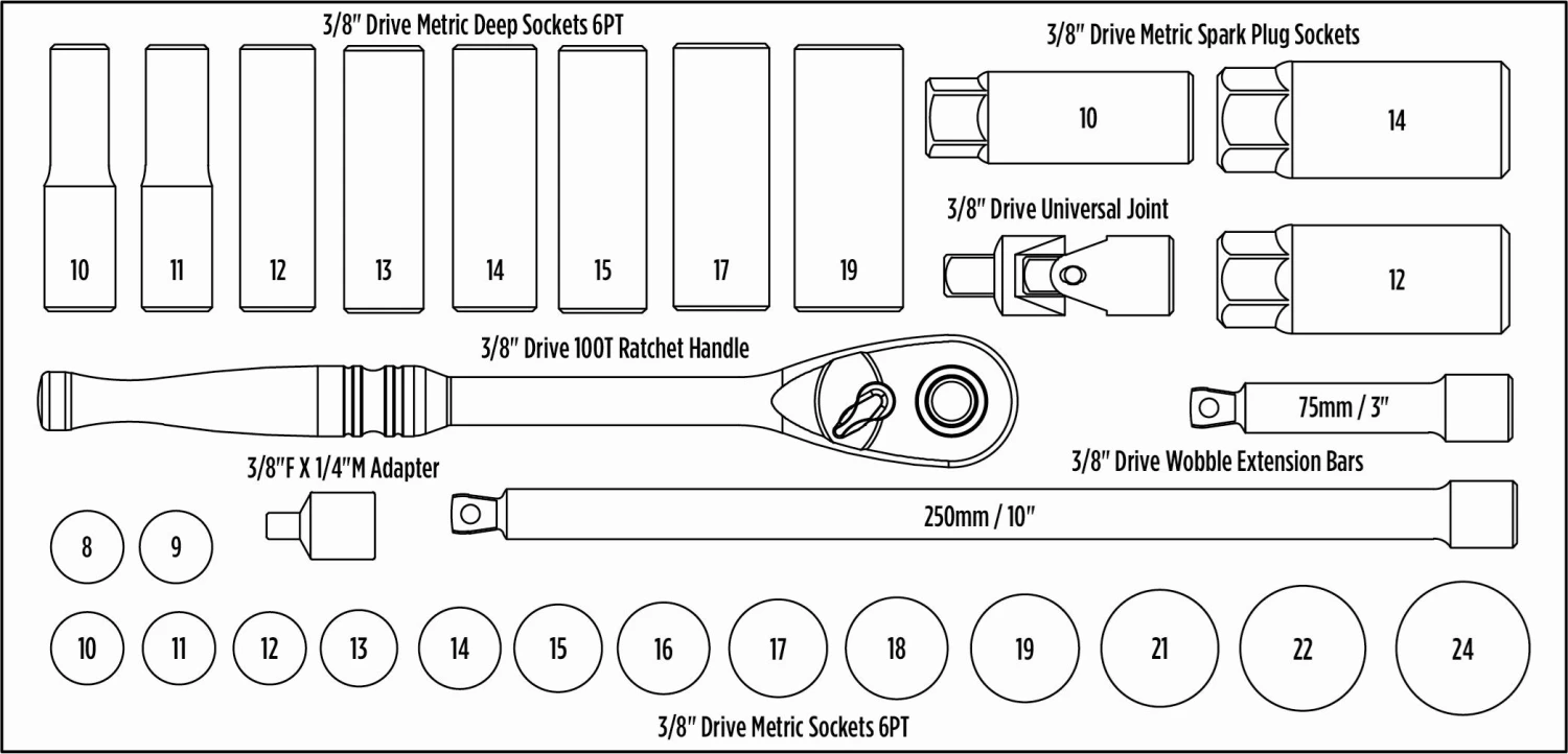 Halfords Advanced 31 Piece 3/8" Socket Set Modular Tray 6 Halfords Advanced 31 Piece 3/8" Socket Set Modular Tray - Image 6