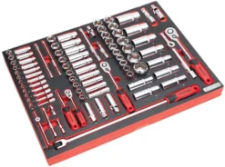 Sealey 91pc 1/4" 3/8" & 1/2" Sq Socket Set Tool Tray